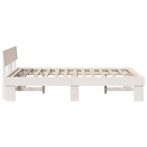 Estrutura da Cama de casal simple com cabeceira Branco 140 x 190 cm Estrutura da Cama de casal simple com cabeceira Branco 140 x 190 cm
