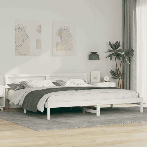 Estrutura da Cama de casal simple com cabeceira Branco 180 x 200 cm