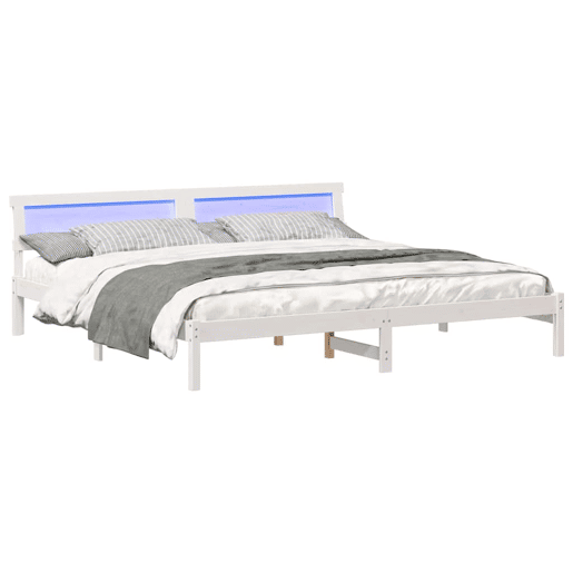 Estrutura da Cama de casal simple com cabeceira Branco 180 x 200 cm