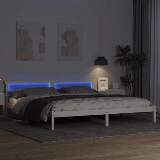 Estrutura da Cama de casal simple com cabeceira Branco 180 x 200 cm