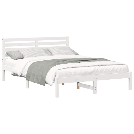 Estrutura da Cama de casal simple com cabeceira Branco 140 x 210 cm Estrutura da Cama de casal simple com cabeceira Branco 140 x 210 cm