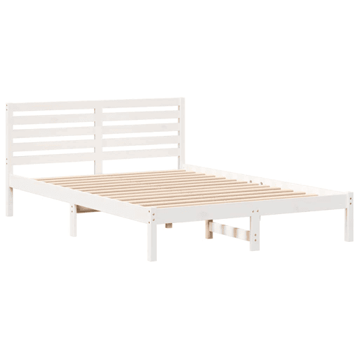 Estrutura da Cama de casal simple com cabeceira Branco 140 x 210 cm Estrutura da Cama de casal simple com cabeceira Branco 140 x 210 cm