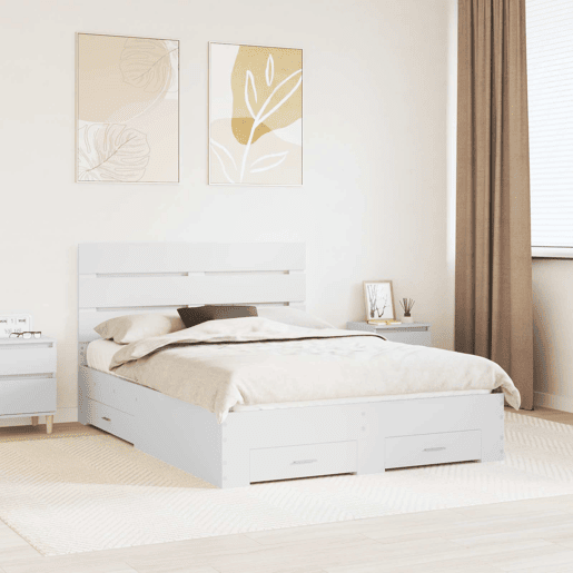Estrutura De Cama De Casal Moderno - Branco 160 x 200 cm Madeira processada