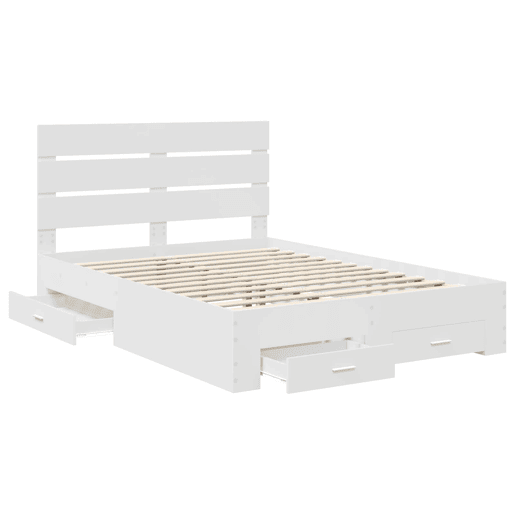 Estrutura De Cama De Casal Moderno - Branco 160 x 200 cm Madeira processada