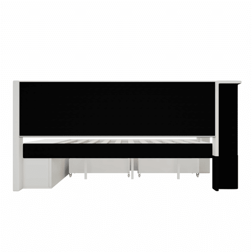 Sofá-cama estofado 90 x 200 cm - porta USB, iluminação LED, sapateira integrada, duas gavetas - branco