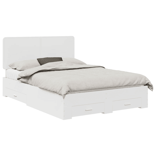 Estrutura De Cama De Casal Moderno - Branco 140 x 190 cm Madeira processada Estrutura De Cama De Casal Moderno - Branco 140 x 190 cm Madeira processada