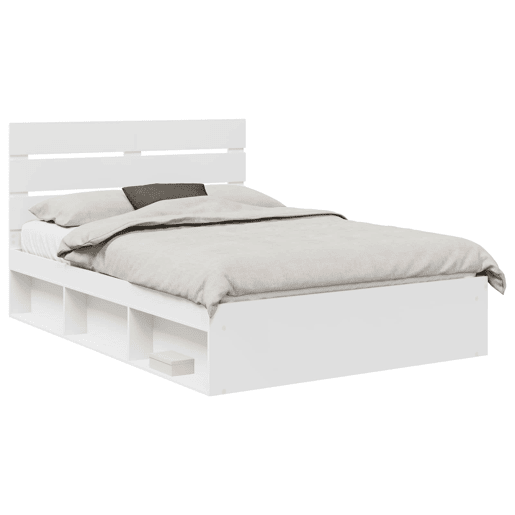 Estrutura da Cama de casal simple com cabeceira Branco 160 x 200 cm