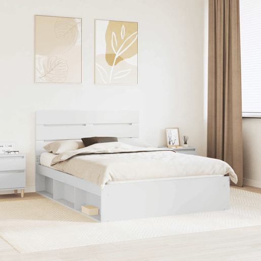 Estrutura da Cama de casal simple com cabeceira Branco 160 x 200 cm