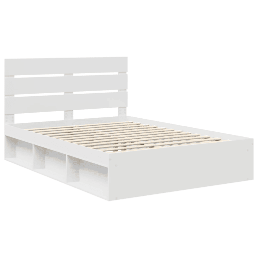 Estrutura da Cama de casal simple com cabeceira Branco 160 x 200 cm