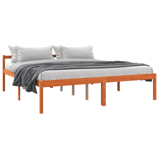 Estrutura de cama de casal simple com cabeceira - Marrom Cera 180 x 200 cm Estrutura de cama de casal simple com cabeceira - Marrom Cera 180 x 200 cm