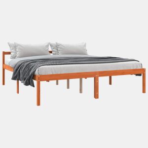 Estrutura de cama de casal simple com cabeceira - Marrom Cera 180 x 200 cm