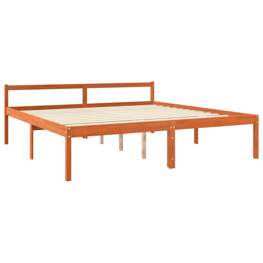 Estrutura de cama de casal simple com cabeceira - Marrom Cera 180 x 200 cm Estrutura de cama de casal simple com cabeceira - Marrom Cera 180 x 200 cm