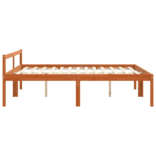 Estrutura de cama de casal simple com cabeceira - Marrom Cera 180 x 200 cm Estrutura de cama de casal simple com cabeceira - Marrom Cera 180 x 200 cm