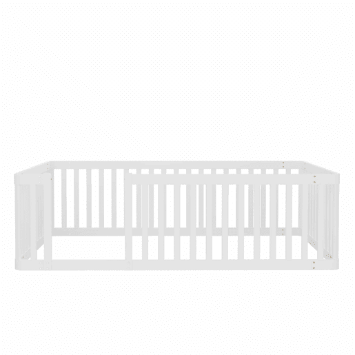 Estrutura de cama em madeira 90x200 - com grade de segurança - branca