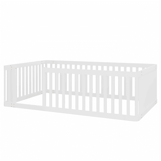 Estrutura de cama em madeira 90x200 - com grade de segurança - branca