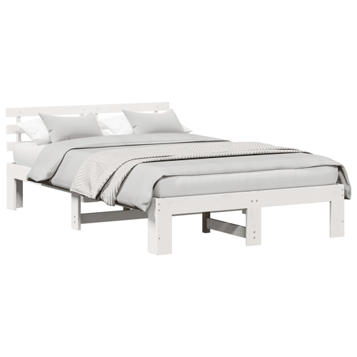 Estrutura da Cama de casal simple com cabeceira Branco 140 x 190 cm Estrutura da Cama de casal simple com cabeceira Branco 140 x 190 cm