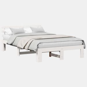 Estrutura da Cama de casal simple com cabeceira Branco 140 x 190 cm
