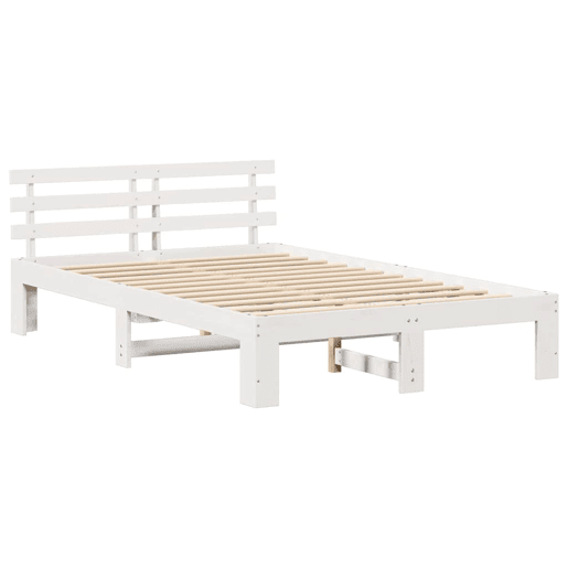 Estrutura da Cama de casal simple com cabeceira Branco 140 x 190 cm Estrutura da Cama de casal simple com cabeceira Branco 140 x 190 cm