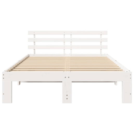Estrutura da Cama de casal simple com cabeceira Branco 140 x 190 cm Estrutura da Cama de casal simple com cabeceira Branco 140 x 190 cm