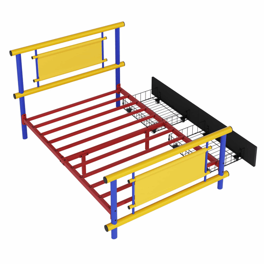 Estrutura de cama infantil em metal 90x200 - com gavetas, cama de plataforma, construção robusta em aço, design com cores vivas, economia de espaço para quartos de meninos e meninas - azul