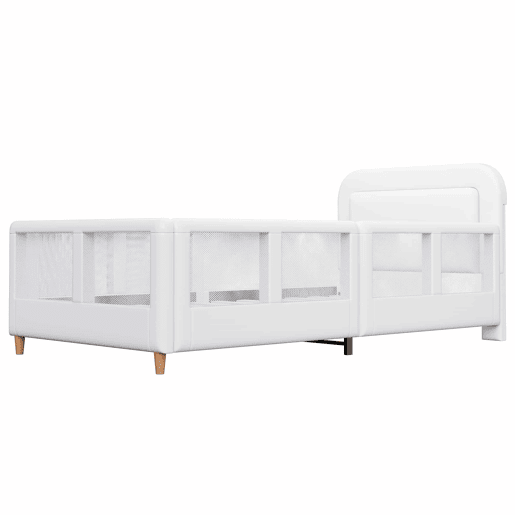 Cama de plataforma estofada 90x200 - com grade de segurança - branca