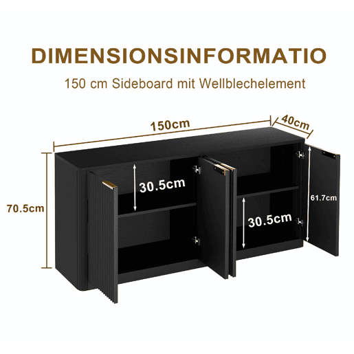 Balcão Aparador com Design Ondulado e Portas Balcão Aparador com Design Ondulado e Portas