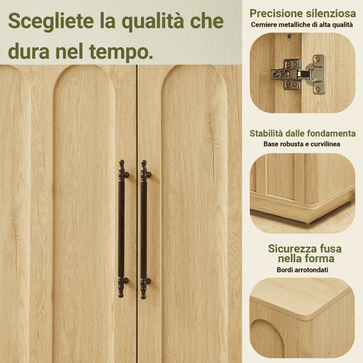 Aparador com Design de Arco e Fecho Suave Aparador com Design de Arco e Fecho Suave