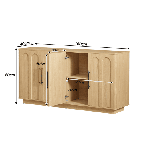 Aparador com Design de Arco e Fecho Suave Aparador com Design de Arco e Fecho Suave
