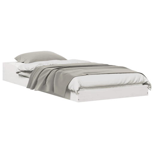 Estrutura de cama de solteiro para adultos - Branco 90 x 220 cm Madeira de Pinheiro Sólida