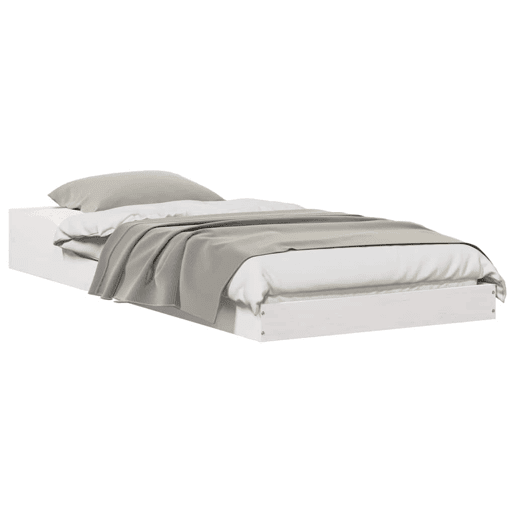 Estrutura de cama de solteiro para adultos - Branco 90 x 220 cm Madeira de Pinheiro Sólida