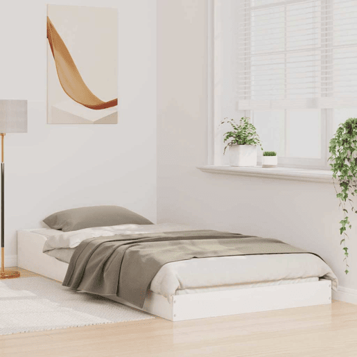 Estrutura de cama de solteiro para adultos - Branco 90 x 220 cm Madeira de Pinheiro Sólida