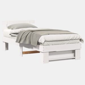 Estrutura de cama de solteiro para adultos - Branco 80 x 200 cm Madeira de Pinheiro Sólida