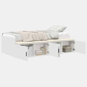 Estrutura de cama de solteiro para adultos Branco 90 x 200 cm Madeira processada