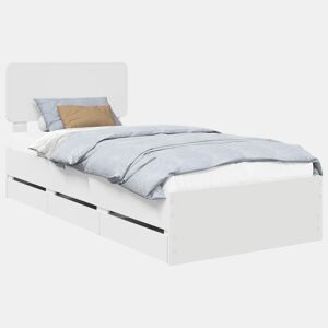 Estrutura de cama de solteiro para adultos Branco 75 x 190 cm Madeira engenheirada