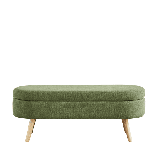 Banco com arrumação de 110 cm - moderno, estofado em chenille, com compartimento para sapatos e multifuncional para o quarto, hall de entrada ou sala de estar - verde