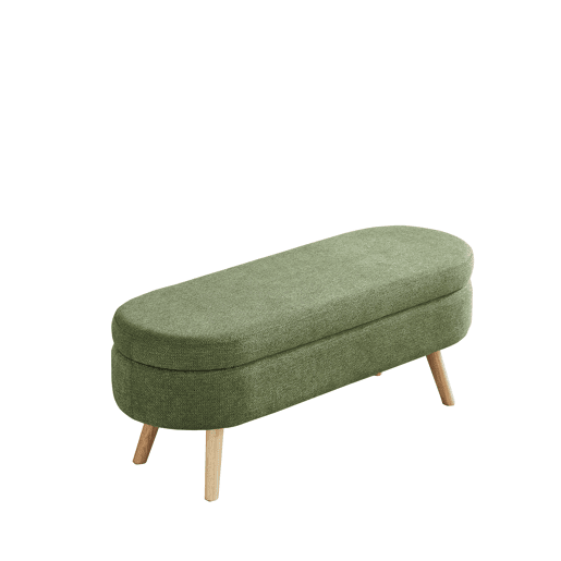Banco com arrumação de 110 cm - moderno, estofado em chenille, com compartimento para sapatos e multifuncional para o quarto, hall de entrada ou sala de estar - verde