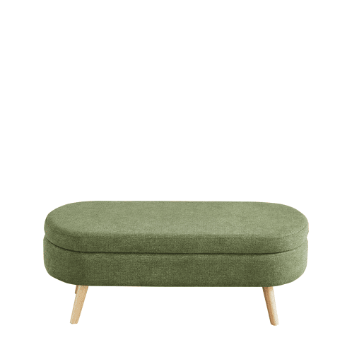 Banco com arrumação de 110 cm - moderno, estofado em chenille, com compartimento para sapatos e multifuncional para o quarto, hall de entrada ou sala de estar - verde