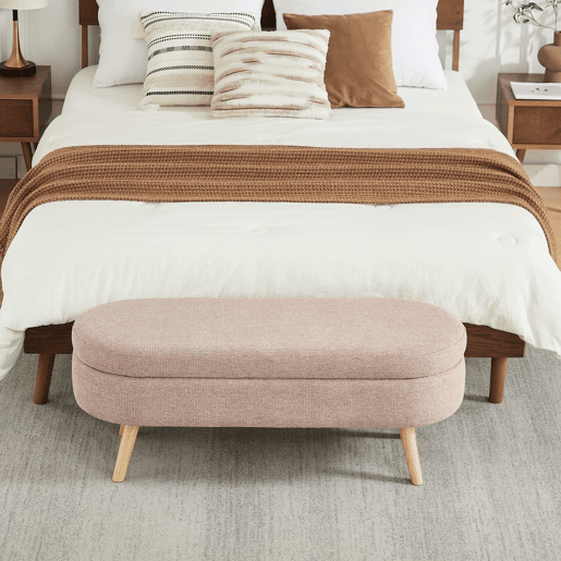 Banco com arrumação de 110 cm - banco moderno com espaço de arrumação e estofo em chenille, ideal para trocar de sapatos - rosa Banco com arrumação de 110 cm - banco moderno com espaço de arrumação e estofo em chenille, ideal para trocar de sapatos - rosa