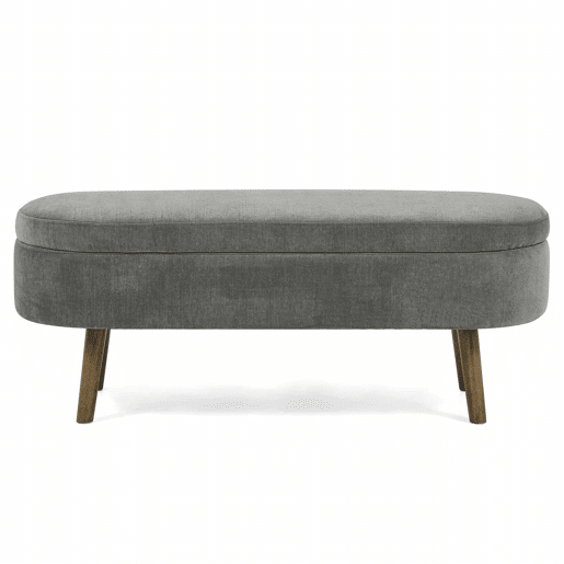 Banco com espaço de arrumação multifuncional 110 x 40 x 42 cm - tecido de chenille macio, pés de madeira, estrutura em madeira maciça, 20 L de arrumação - cinzento escuro Banco com espaço de arrumação multifuncional 110 x 40 x 42 cm - tecido de chenille macio, pés de madeira, estrutura em madeira maciça, 20 L de arrumação - cinzento escuro