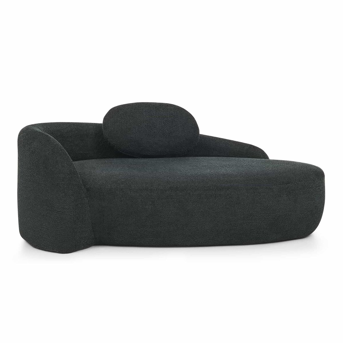 sofa individual 1 plaza - diseno minimalista de felpa teddy con forma redondeada acolchado suave con cojines uso versatil para salon dormitorio y estudio - negro