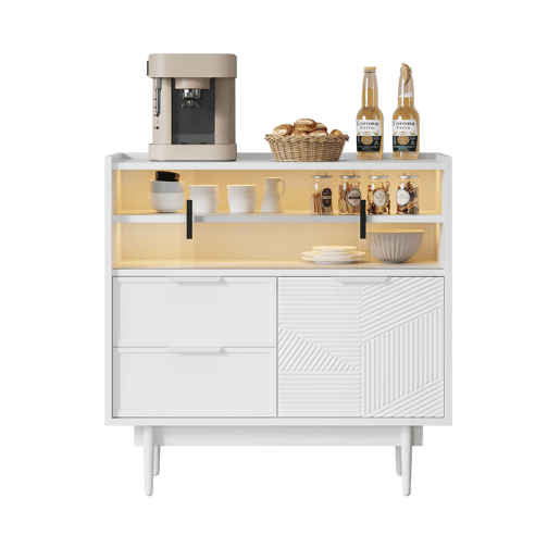 Armário Buffet com Fita LED e Porta de Vidro para Banheiro Armário Buffet com Fita LED e Porta de Vidro para Banheiro