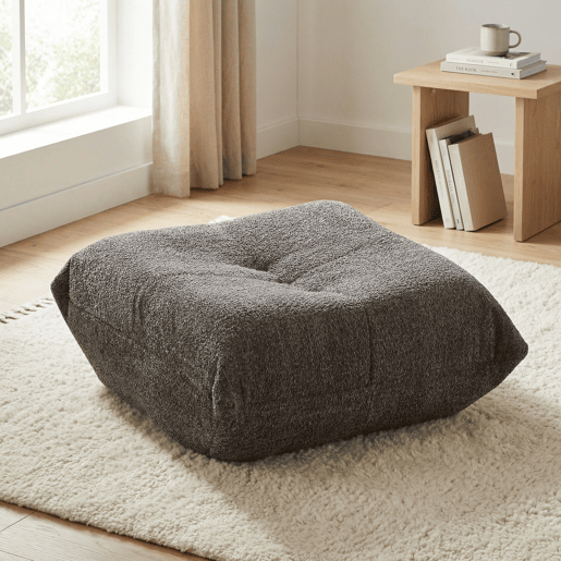 Pufe para sofá - Sem dimensões - Chenille, estilo Togo, banco para sapatos - Cinzento Pufe para sofá - Sem dimensões - Chenille, estilo Togo, banco para sapatos - Cinzento