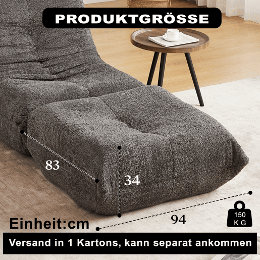 Pufe para sofá - Sem dimensões - Chenille, estilo Togo, banco para sapatos - Cinzento Pufe para sofá - Sem dimensões - Chenille, estilo Togo, banco para sapatos - Cinzento