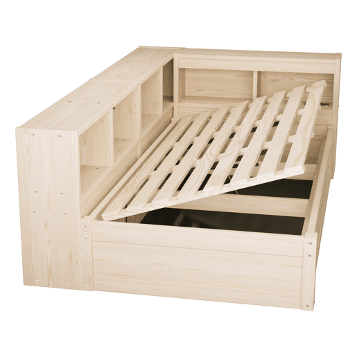 Sofá-cama 90 × 200 cm - Com tomada europeia, vários compartimentos, LED multicolorido, mecanismo hidráulico, cama multifuncional em madeira maciça - Madeira natural Sofá-cama 90 × 200 cm - Com tomada europeia, vários compartimentos, LED multicolorido, mecanismo hidráulico, cama multifuncional em madeira maciça - Madeira natural
