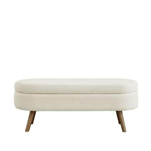 Banco com arrumação de 110 cm - banco moderno com arrumação estofado em chenille, ideal para trocar de sapatos, para o quarto, a entrada e a sala - Bege