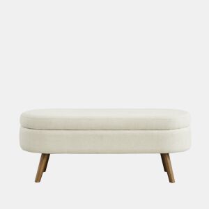 Banco com arrumação de 110 cm - banco moderno com arrumação estofado em chenille, ideal para trocar de sapatos, para o quarto, a entrada e a sala - Bege