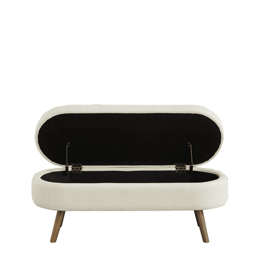 Banco com arrumação de 110 cm - banco moderno com arrumação estofado em chenille, ideal para trocar de sapatos, para o quarto, a entrada e a sala - Bege