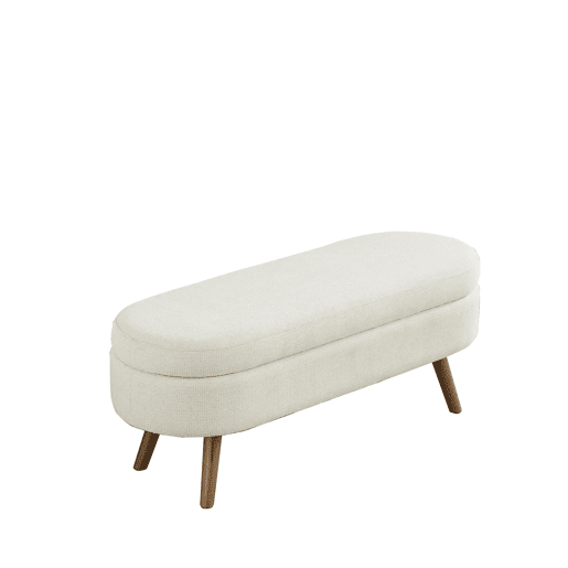 Banco com arrumação de 110 cm - banco moderno com arrumação estofado em chenille, ideal para trocar de sapatos, para o quarto, a entrada e a sala - Bege