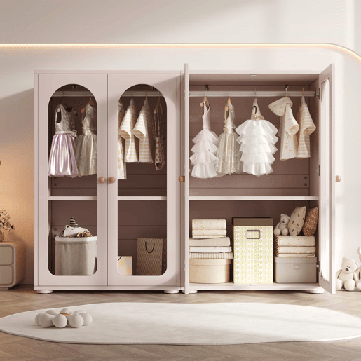 Armário de roupa lacado com 2 portas, 160×50×120 cm u2013 com barra para pendurar roupa, portas transparentes em acrílico, puxadores em cerâmica, armário de arrumação para quarto infantil, conjunto de 2 peças u2013 rosa bebé Armário de roupa lacado com 2 portas, 160×50×120 cm u2013 com barra para pendurar roupa, portas transparentes em acrílico, puxadores em cerâmica, armário de arrumação para quarto infantil, conjunto de 2 peças u2013 rosa bebé