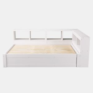 Sofá-cama 90 x 200 cm - com tomada europeia, vários compartimentos de arrumação, faixas de luz LED multicoloridas, mecanismo hidráulico de abertura, estrutura de madeira maciça multifuncional - branco